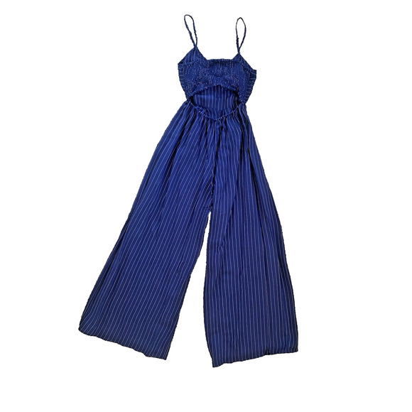 Flying Tomato Jumpsuit Womens Small Blue Nautical Lightweight Wide Leg Anthro - Picture 4 of 12
